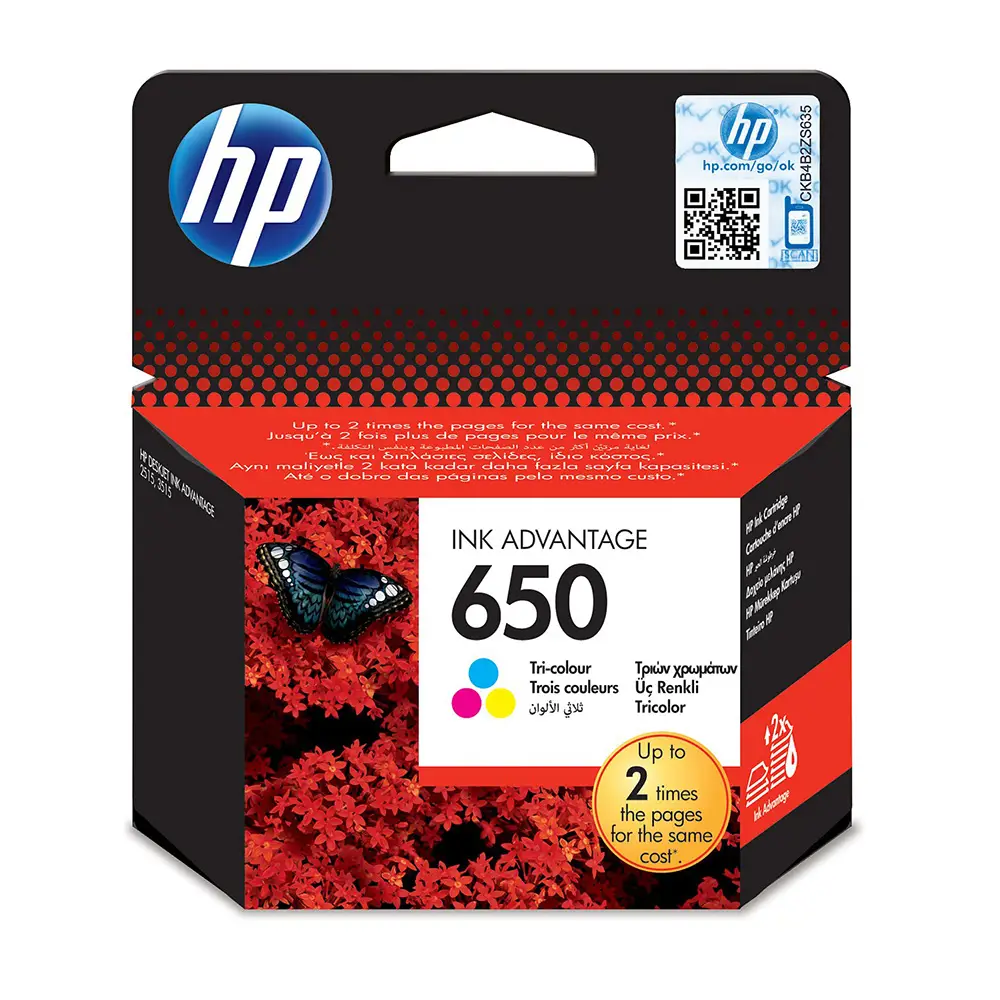 HP 650 Orijinal Mürekkep Kartuşu Üç Renkli CZ102AE